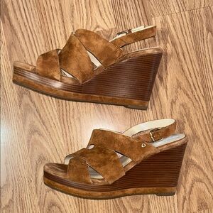 EUC Cole Haan Brown Suede Leather Wedge Sandals